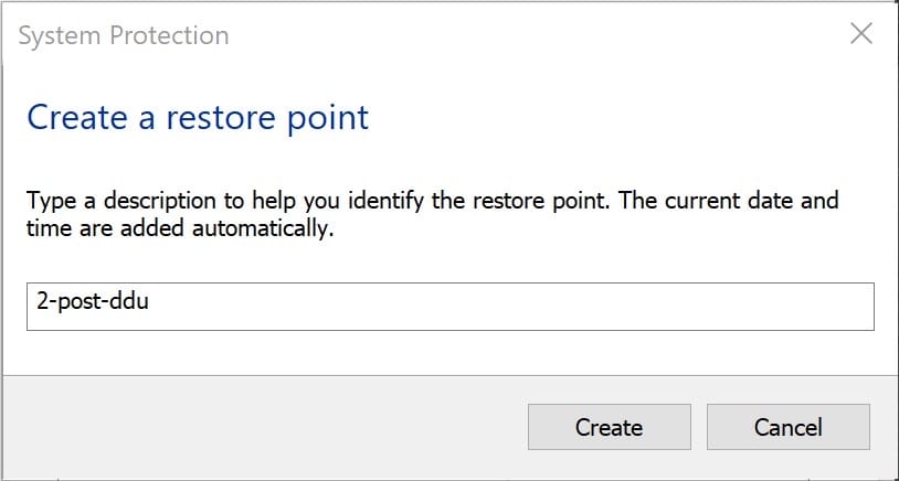 A second restore point named 2-post-ddu