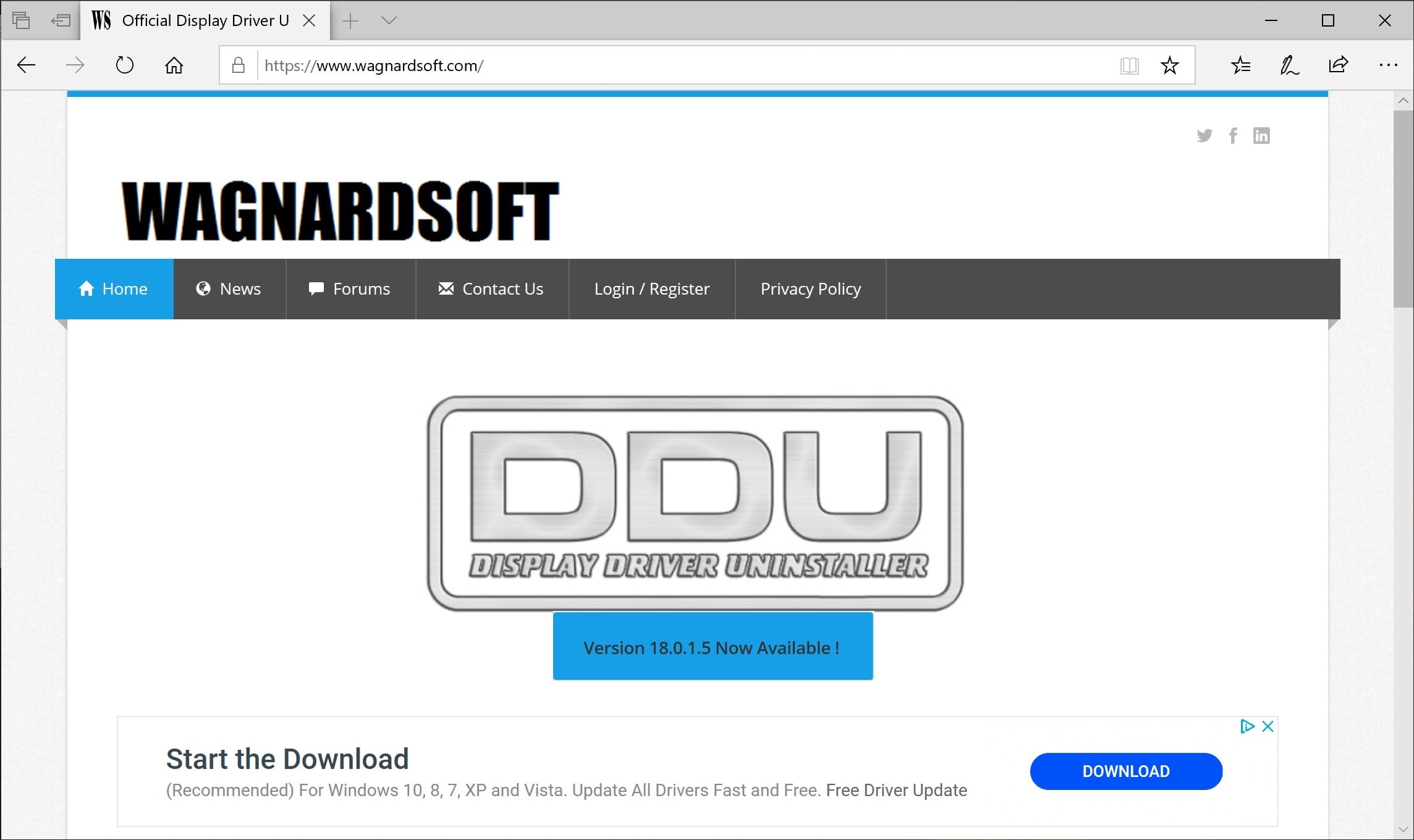 the DDU home page