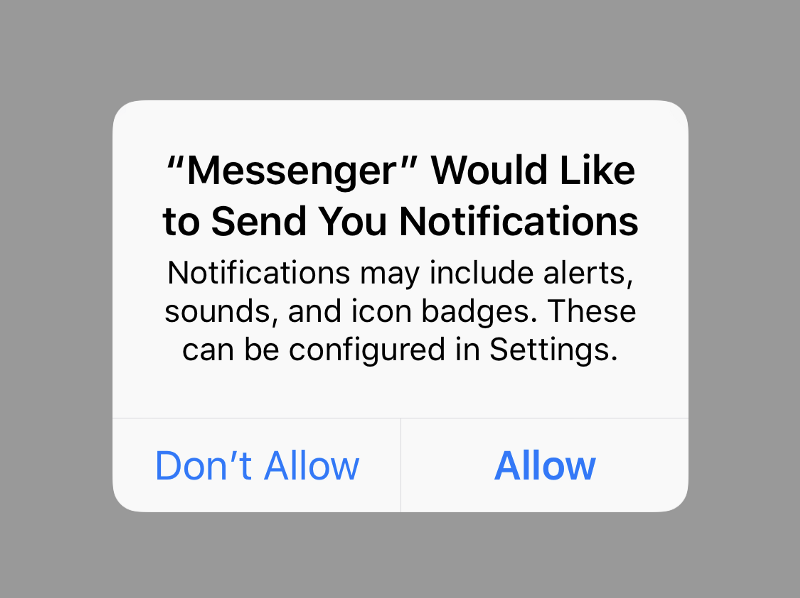 The standard operating system prompt asking the user whether to allow notifications to be sent to their device
